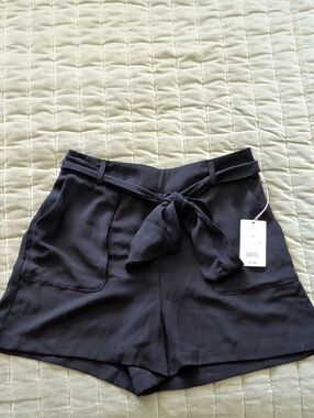 a new day Black High-Waist Tie Front Shorts